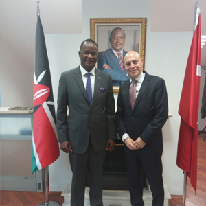 The incoming Turkish Ambassador to Kenya Ahmet Cemil Miroglu, today paid a courtesy call on H.E Kiema Kilonzo, Kenya's Ambassador to Turkey at the Kenya Chancery.